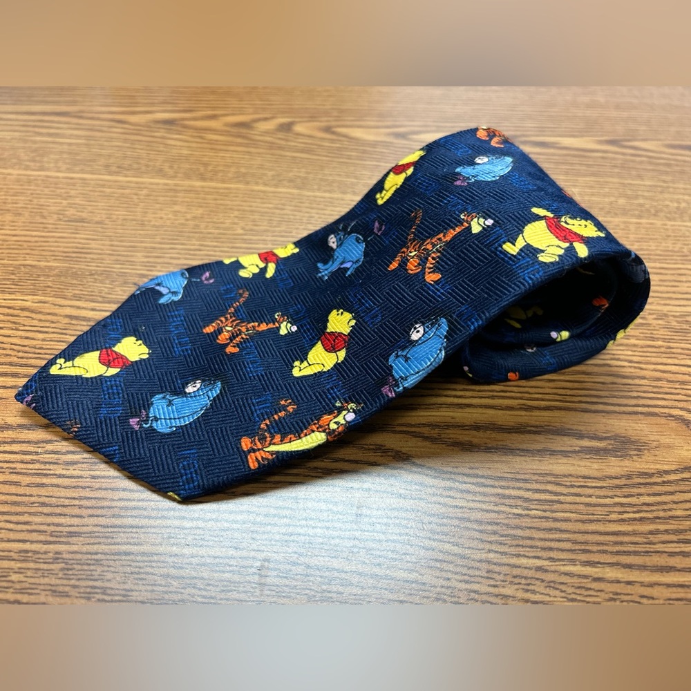 Walt Disney Winnie The Pooh Tigger Eeyore Navy Blue Tie